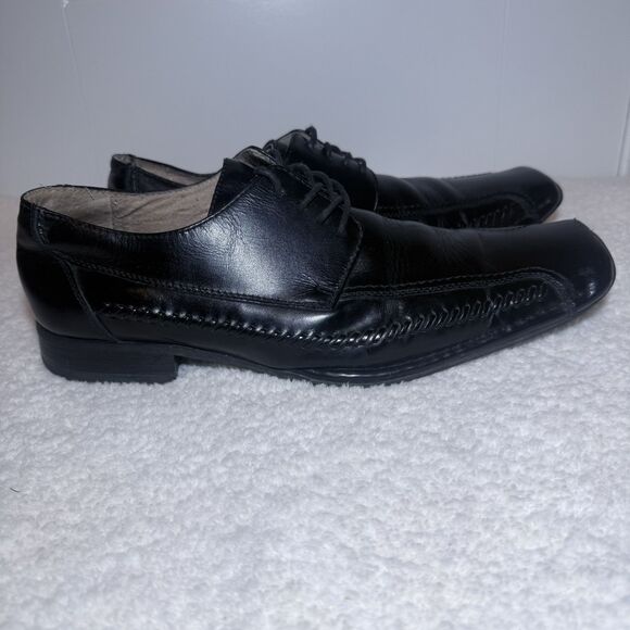 Giorgio Brutini Dress Shoes Mens 9.5W Oxford Black Leather Square Toe 159001 - Picture 2 of 9